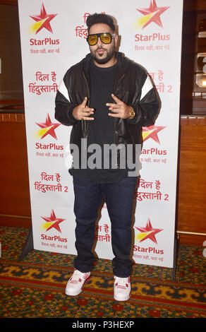 Rapper Badshah dar bei der Einführung von Star Plus neue singen Reality Show "il Hai Hindustani 2' im Hotel JW, Juhu in Mumbai. Stockfoto