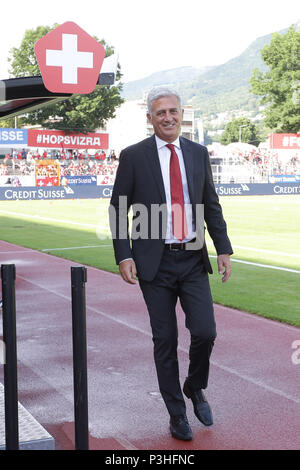 Vladimir Petkovic (SUI), internationalen Freundschaftsspiel zwischen der Schweiz 2-0 Japan im Stadio di Cornaredo in Lugano, Schweiz, 8. Juni 2018. (Foto von Lba) Stockfoto