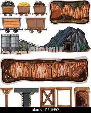 Eine Reihe von Bergbau Element Abbildung Stock Vektor