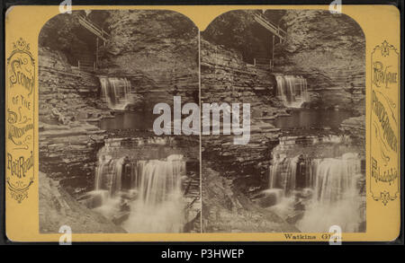 . Watkins Glen. Cascades in Glen Alpha. Alternative Titel: Landschaft der Pennsylvania Railroad. Abdeckung: 1865?-1880?. Quelle Impressum: Philadelphia: W.T.-1880 Purviance, 1865??. Digitale Element veröffentlicht 4-27 2006; Aktualisiert im 2-22 2010. 377 Watkins Glen. Cascades in Glen Alpha, durch Purviance, W.T. (William T.) Stockfoto