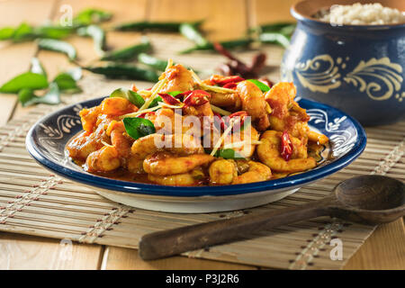 Goan prawn Chili braten. Goa Essen Stockfoto