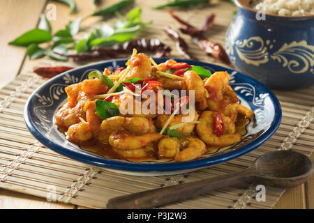 Goan prawn Chili braten. Goa Essen Stockfoto