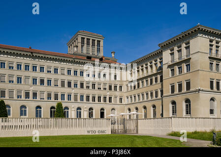 Genf, Schweiz - 10. Juni 2018: Centre William Rappard, Haus des World Trade OrganizationWorld der Welthandelsorganisation (WTO) Stockfoto