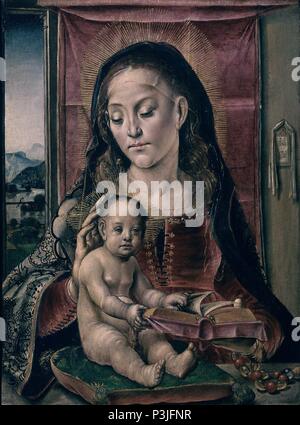 Die Jungfrau und Kind - Ca. 1490 - 58 x 43 cm - Öl auf Leinwand - spanischen Renaissance-NP 2709. Autor: Pedro Berruguete (1450-1504). Lage: Museo del Prado - PINTURA, MADRID, SPANIEN. Auch als: VIRGEN CON EL NIÑO bekannt. Stockfoto