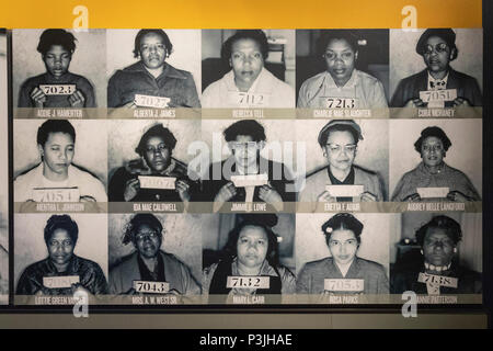 Memphis, Tennessee - das National Civil Rights Museum Lorraine Motel, wo Martin Luther King, Jr. 1968 ermordet wurde. Ein Display über t Stockfoto