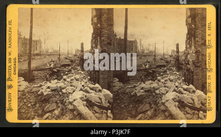 . Washington Street, von Cor. LaSalle nach Osten. Alternative Titel: Großes Feuer in Chicago, Okt. 9, 1871; unter den Ruinen in Chicago. 25. Abdeckung: 1871. Quelle Impressum: Chicago, Illinois: Lovejoy & Foster, 1871.. Digitale Element veröffentlicht 6-15 2005; 2-12-2009 aktualisiert. 375 Washington Street, von Cor. LaSalle nach Osten, von Lovejoy &Amp; Fördern Stockfoto