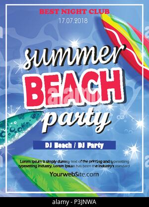 Sommer Beach Party Vorlage Stock Vektor