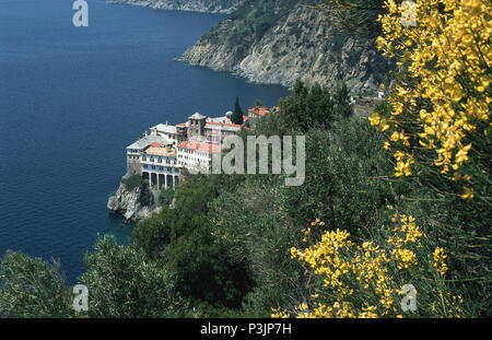 Autonome Mönchsrepublik Athos, Kloster Osiou Grigoriou Stockfoto