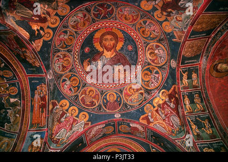 Republik Zypern-byzantinischen Wandmalereien in der Asinou Kirche Stockfoto