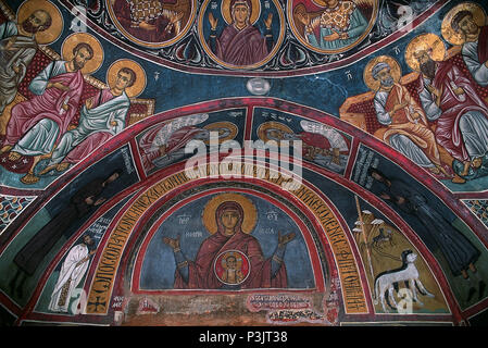 Republik Zypern-byzantinischen Wandmalereien in der Asinou Kirche Stockfoto