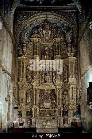 BARROCO RETABLO DE LA CAPILLA DEL CORPUS CHRISTI EN LA NAVE SEPTENTRIONAL, 1626/1641. Autor: Jaume Blanquer (17.Jh.). Lage: Catedral, PALMA DE MALLORCA, SPANIEN. Stockfoto