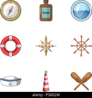 Seemann Symbole, Cartoon Stil Stock Vektor