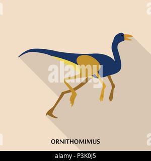 Ornithomimus Symbol, flacher Stil Stock Vektor