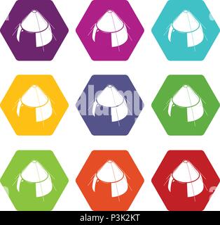 Conic zelt Icons Set9 Vektor Stock Vektor