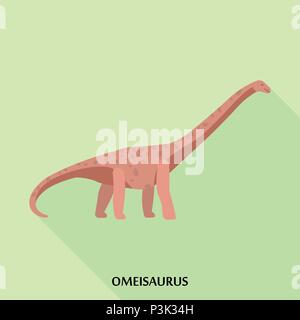 Omeisaurus Symbol, flacher Stil Stock Vektor