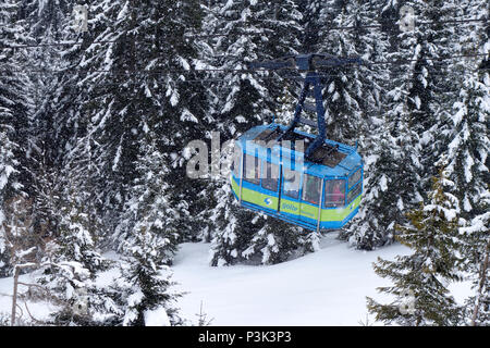 Seilbahn Schwingen über die Bäume. Golte Ski Resort. Slowenien. Stockfoto