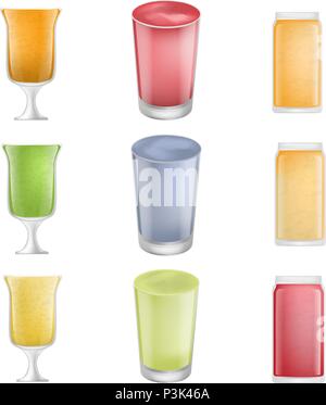 Smoothie Fruchtsaft Symbole, realistischen Stil Stock Vektor