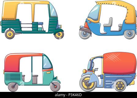 Tuk Rikscha Thailand Symbole, Cartoon Stil Stock Vektor