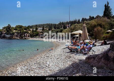 Monodendri Strand, Paxos. Stockfoto