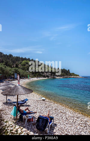 Monodendri Strand, Paxos. Stockfoto