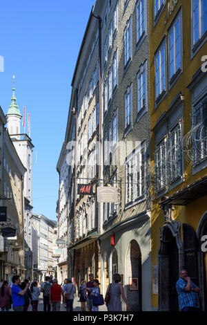 Salzburg: Mozarts Geburtshaus in der Getreidegasse 9 in Österreich, Salzburg, Stockfoto