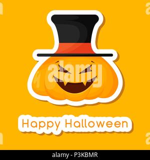 Aufkleber Halloween Kürbis. Happy Halloween Vector Illustration. Stock Vektor