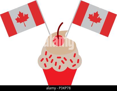 Cup Cake mit kanadischen Flaggen Vector Illustration skizzieren Stock Vektor