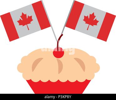 Cup Cake mit kanadischen Flaggen Vector Illustration skizzieren Stock Vektor