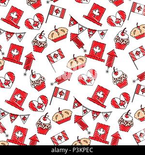 Feier kanadischen set Symbole Muster Vector Illustration skizzieren Stock Vektor