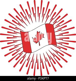 Kanadische Flagge Emblem nationale burst Vector Illustration Stock Vektor