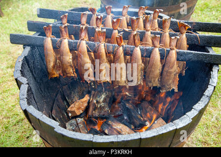 Arbroath Smokies vorbereitet Stockfoto