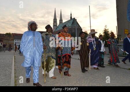 Könige von Kamerun besuchen Görlitz und Zgorzelec Stockfoto