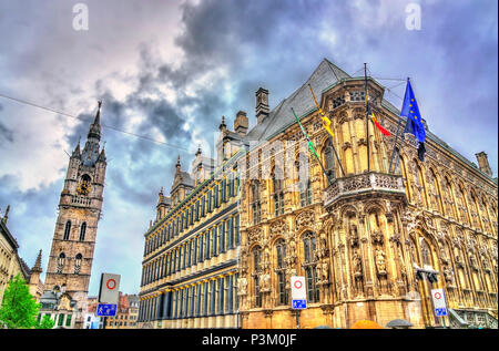 Das Rathaus und der Belfried von Gent, Belgien Stockfoto