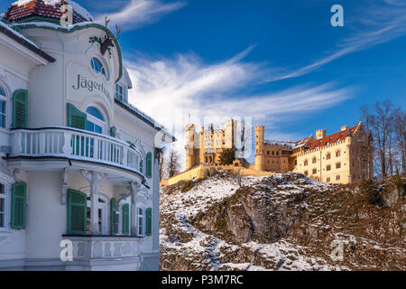 Winter In der Villa Jägerhaus Hotel und Schloss Hohenschwangau, Schwangau, Bayern, Deutschland Stockfoto