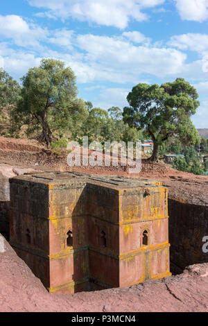 Kirche von St. George, einer der Lalibela in Felsen gehauenen Kirchen.. Stockfoto