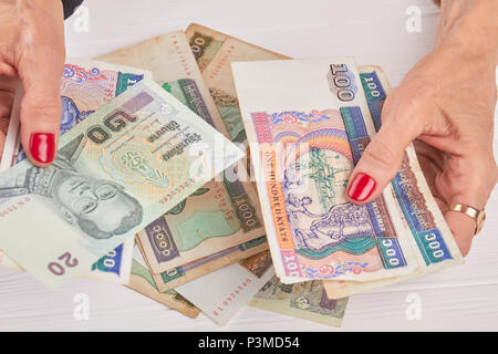Papiergeld von Myanmar. Stockfoto