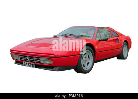 Einen roten Ferrari 328 GTS isoliert auf weißem Hintergrund Stockfoto