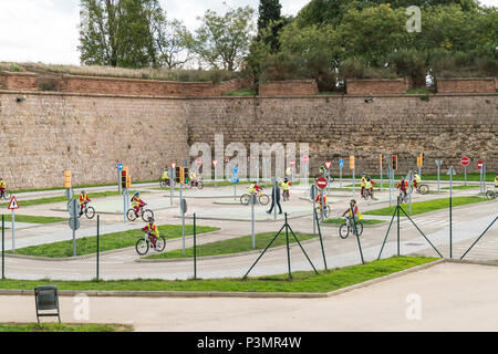 Verkehrsregeln lernen School, Barcelona, Katalonien, Spanien Stockfoto