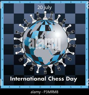 Die International Chess Tag wird jährlich am 20. Juli gefeiert. Stock Vektor