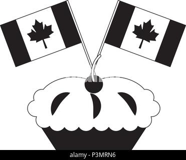 Cup Cake mit kanadischen Flaggen Vector Illustration skizzieren Stock Vektor