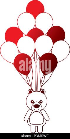 Cute bear teddy Spielzeug und Luftballons party Vektor-illustration neon Stock Vektor
