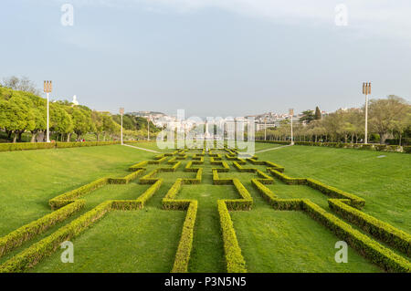 Park zu Ehren des 'Marques de Pombal" mit seinen Zeichnungen mit Pflanzen gemacht Stockfoto