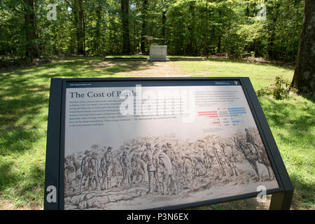 Ein Massengrab von Unbekannten verbündete Soldaten aus dem Jahre 1862 die Schlacht von Shiloh, Silo Nat. Military Park, Tennessee. Stockfoto