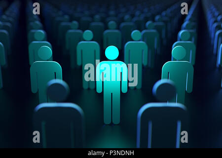 Hellblau Silhouette einer Person. Konzept des Schutzes und der Sicherheit. 3D-Rendering Stockfoto