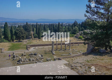 Kos, Griechenland: Blick von der Türkei über die Ägäis, von der antiken Ruinen des Asklepion auf der Insel Kos. Stockfoto