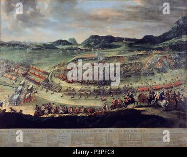 DET DCHA - BATALLA DE ALMANSA 1707 - GUERRA DE SUCESION ESPAÑOLA - KONJ Nr. 82138. Autor: buonaventura Ligli (C. 1688-1732). Lage: MINISTERIO DE ASUNTOS EXTERIORES - COLECCION, MADRID. Stockfoto