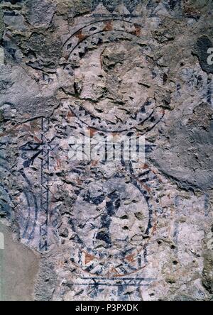 PINTURAS DE LA IGLESIA DE SANTA MARIA DE WAMBA. Ort: Marienkirche, WAMBA, Valladolid, Spanien. Stockfoto