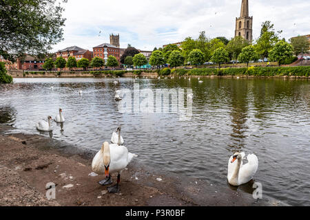 South Quay, Worcester, Großbritannien. Arts Project der Ring eine Pailletten Abdeckung Bühne für das Festival durch den Fluss beauftragt wurde, für den Kanal & Flüsse Vertrauen. Stockfoto