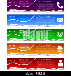 Eingestellt von zerrissenem Papier. Farbe Banner Stock Vektor