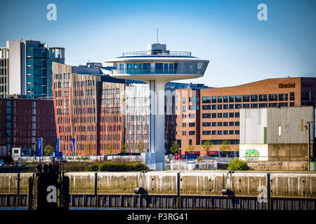 Leuchtturm Null wohnturm an der baak Höft in Hamburg, Deutschland, Europa, Leuchtturm Null Wohnturm bin Baakenhöft in Hamburg, Deutschland, Europ. Stockfoto